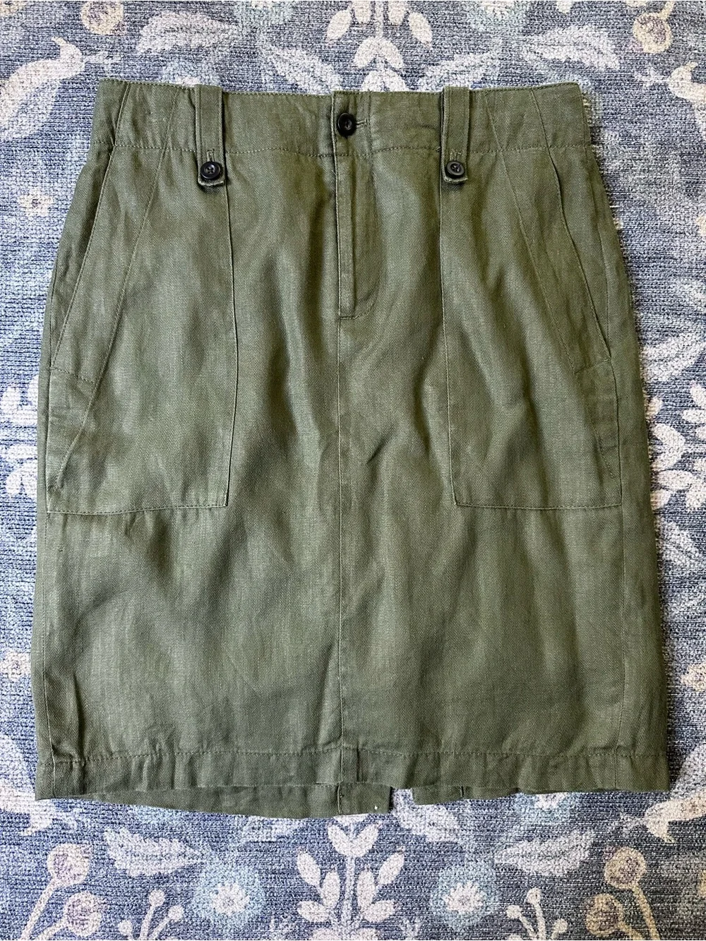 J.Crew Olive Green Linen Utility Skirt Size 2